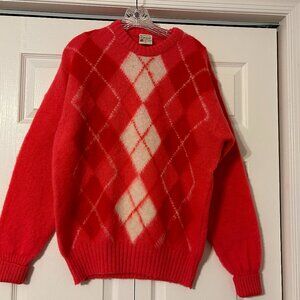 Red Argyle Crewneck Sweater - Cozy Knit